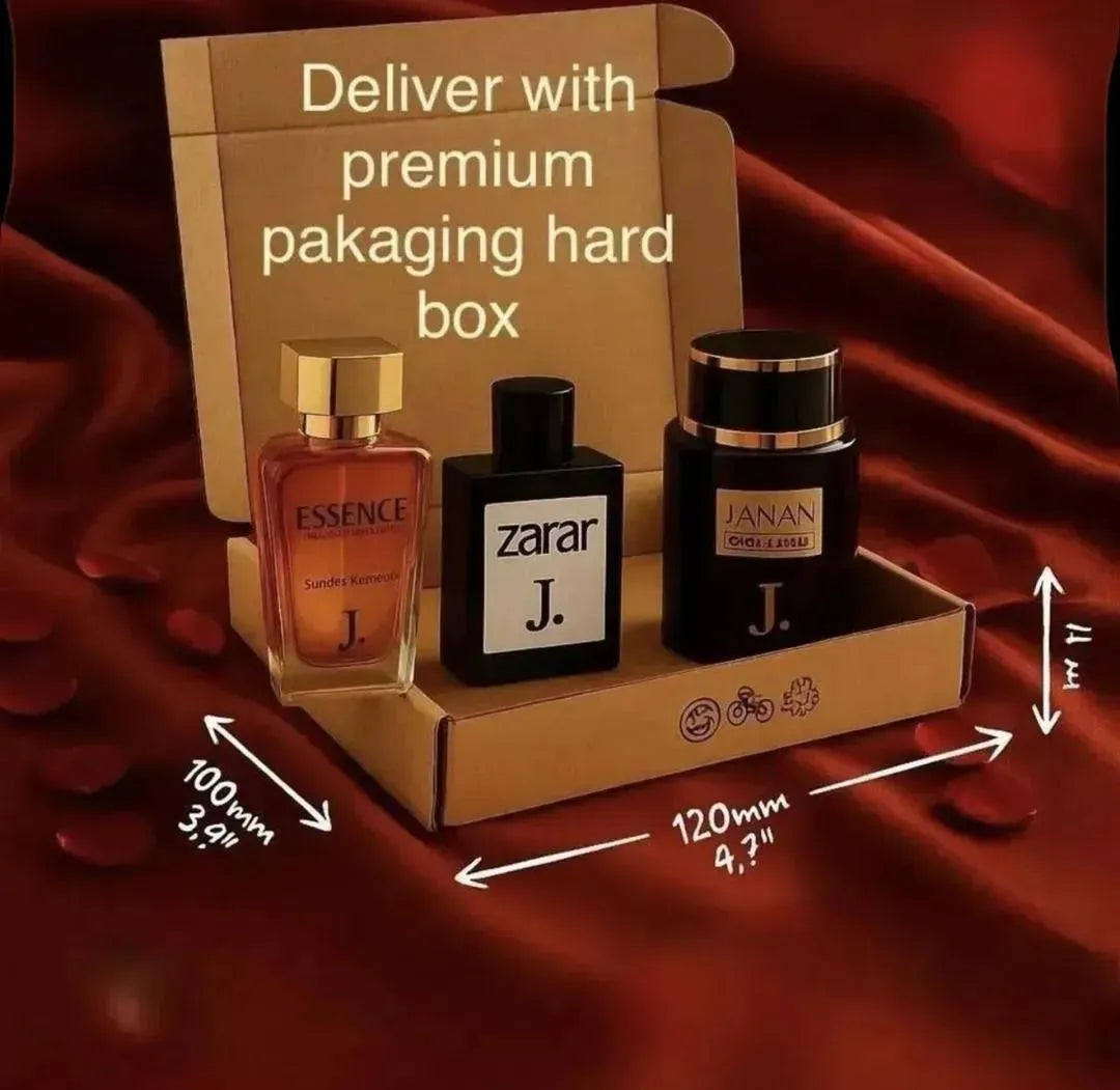 Unisex Fragrance Set Zarar Essence Janan Zarar Packaging Box