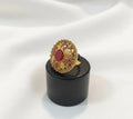 Adjustable Maroon Gold Ring for Weddings & Daily Wear
